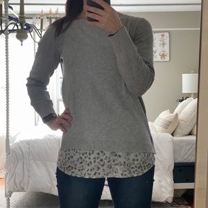 Cute Faded Glory Gray/Leopard Sweater S